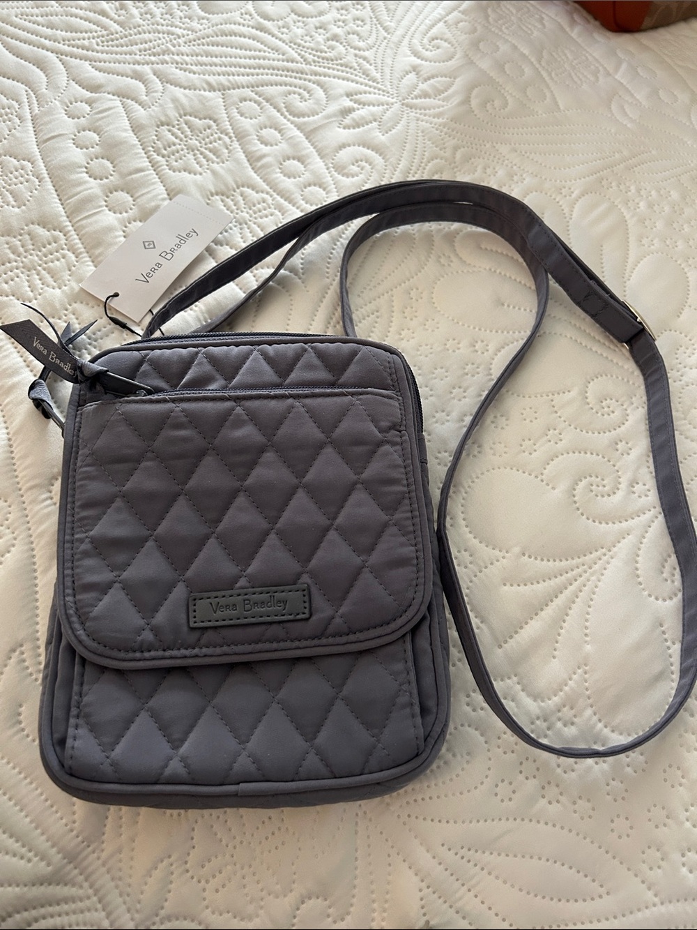 Vera Bradley Quilted Gray Crossbody Bag